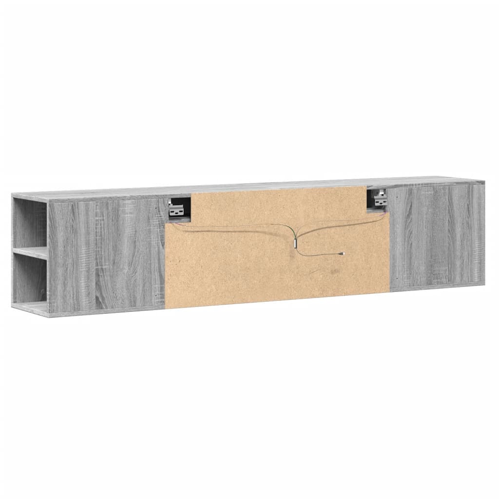 Έπιπλο Τοίχου Τηλεόρασης με LED Γκρι Sonoma 180x31x39,5 εκ.