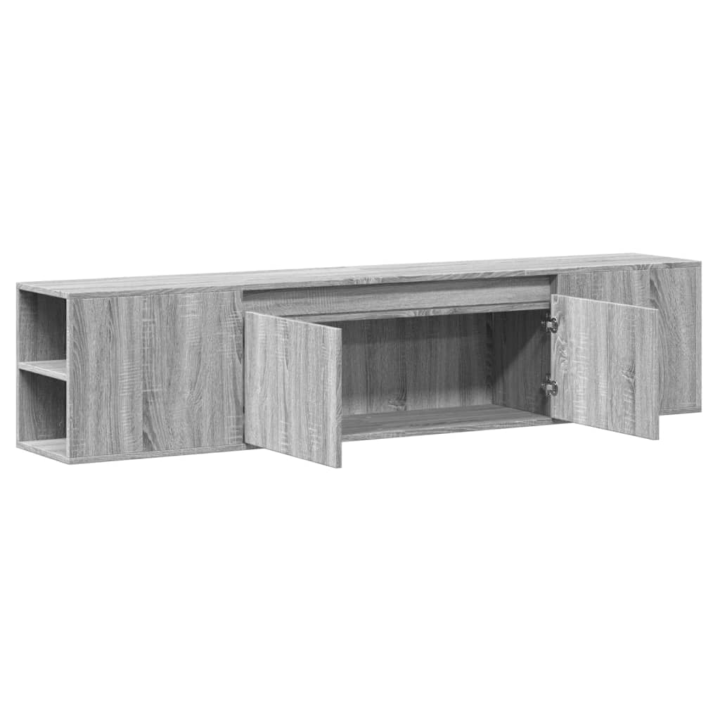 Έπιπλο Τοίχου Τηλεόρασης με LED Γκρι Sonoma 180x31x39,5 εκ.