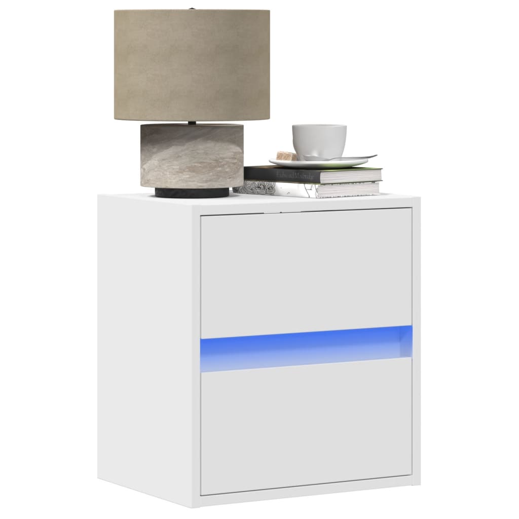 Κομοδίνο Επιτοίχιο με Φώτα LED Λευκό - Pakobazaar