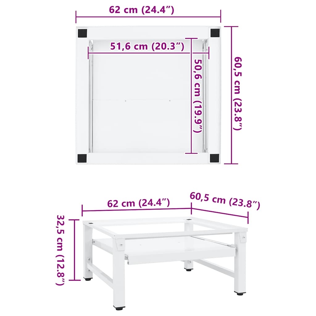 Βάση Πλυντηρίου Ρούχων με Συρόμενο Ράφι Λευκή - Pakobazaar