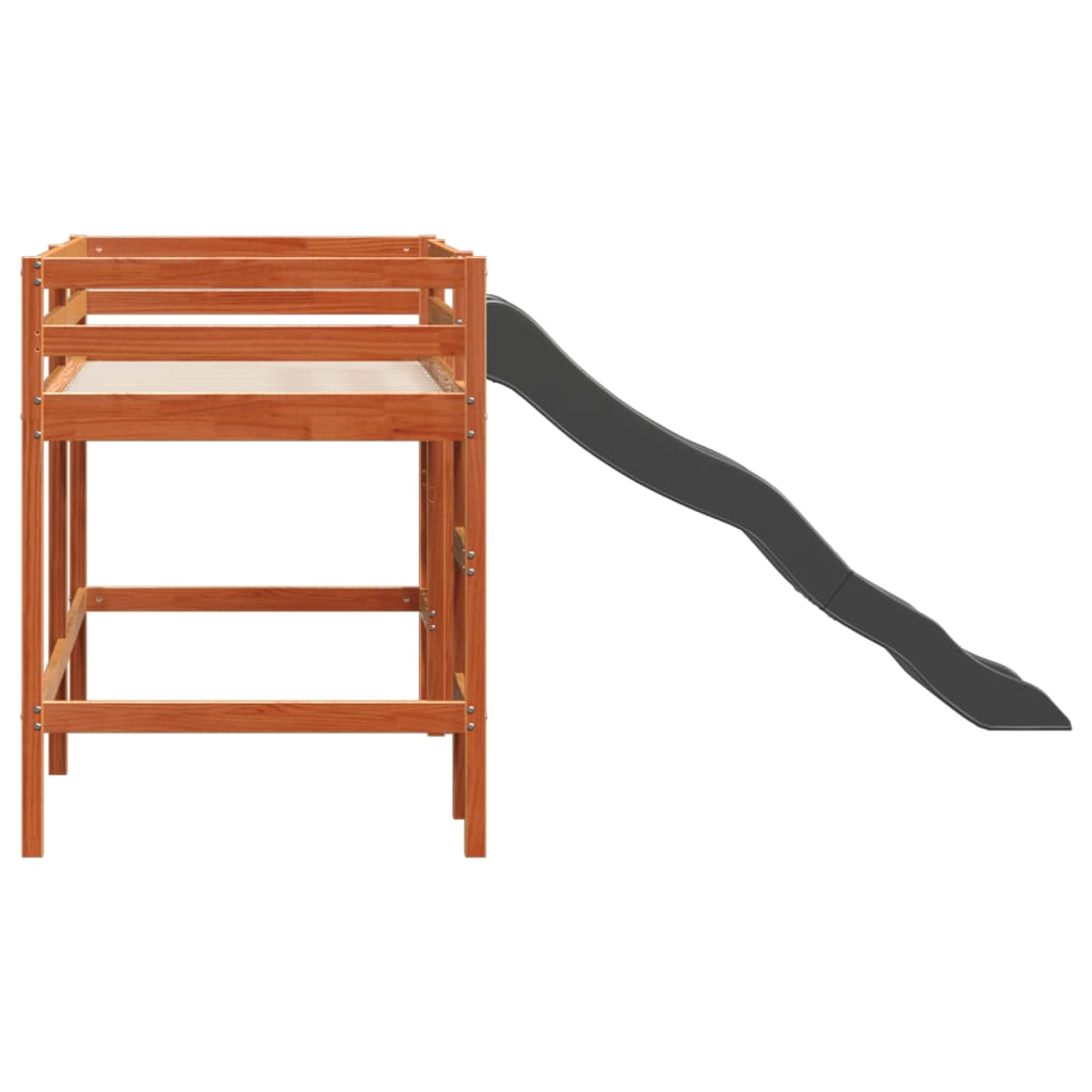 Υπερυψ. Κρεβάτι Παιδικό Χωρ. Στρώμα Καφέ 80x200εκ. Μασίφ Πεύκο