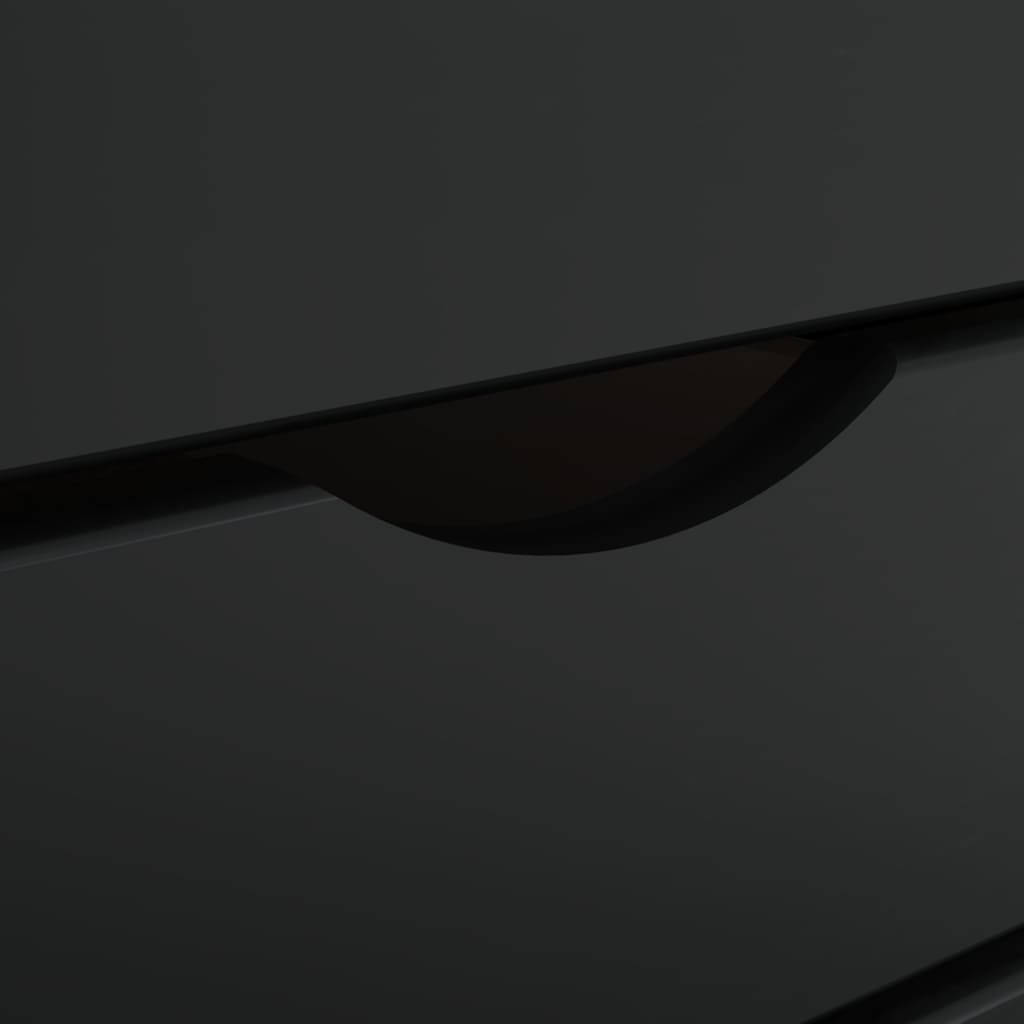 Τροχήλατο ντουλάπι με συρτάρια "MOSS" Μαύρο μασίφ ξύλο πεύκο - Pakobazaar