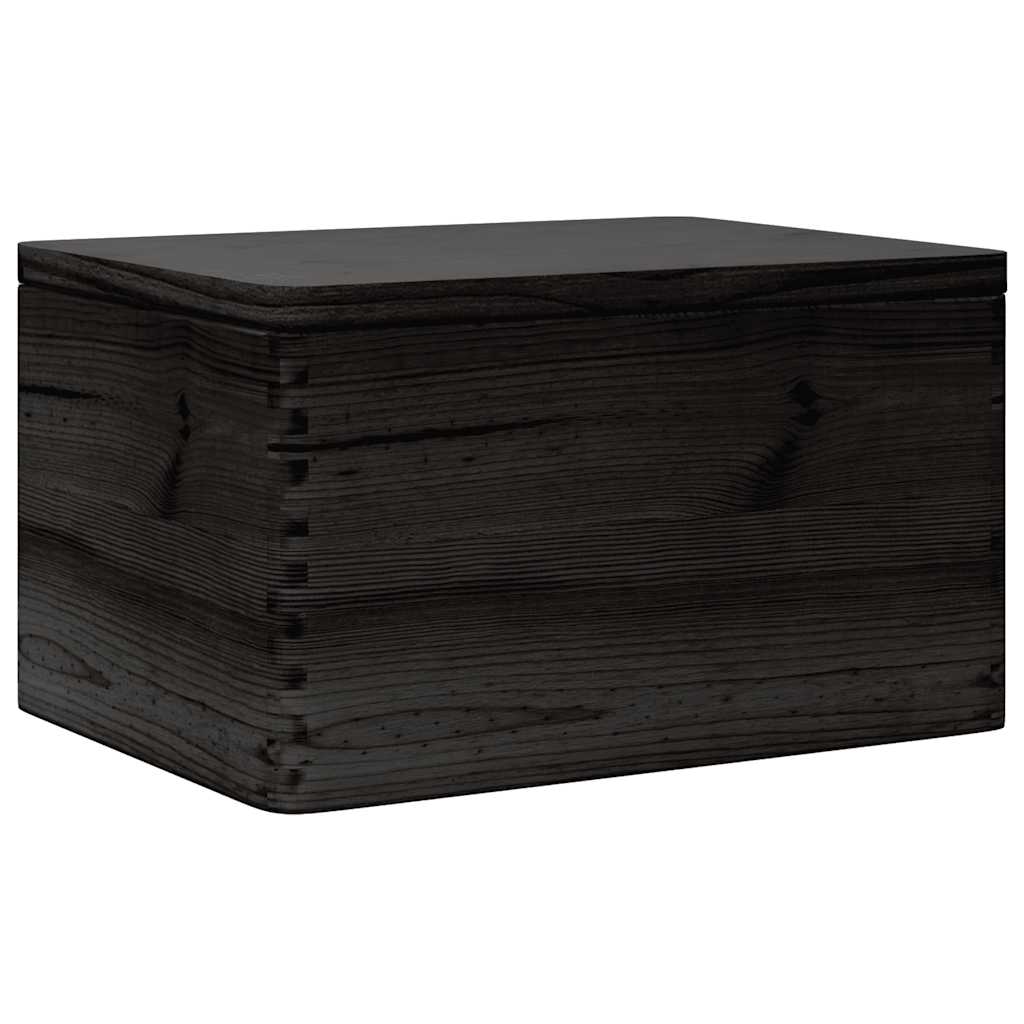 Ξύλινο κουτί με καπάκι Μαύρο 40x30x23 cm από μασίφ ξύλο πεύκο
