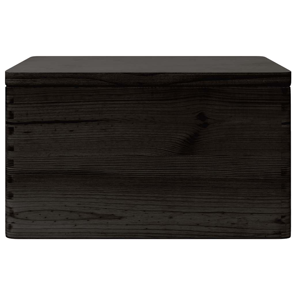 Ξύλινο κουτί με καπάκι Μαύρο 40x30x23 cm από μασίφ ξύλο πεύκο