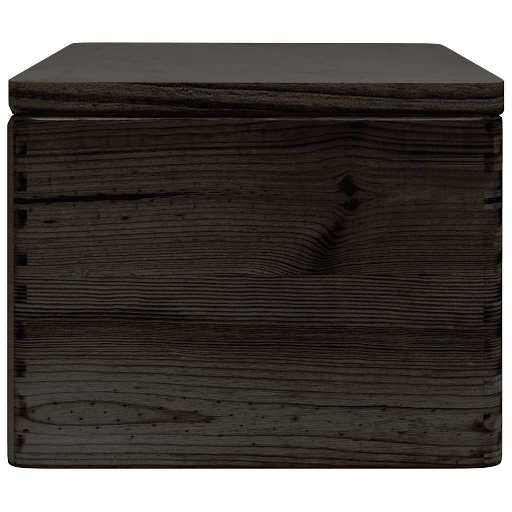 Ξύλινο κουτί με καπάκι Μαύρο 40x30x23 cm από μασίφ ξύλο πεύκο