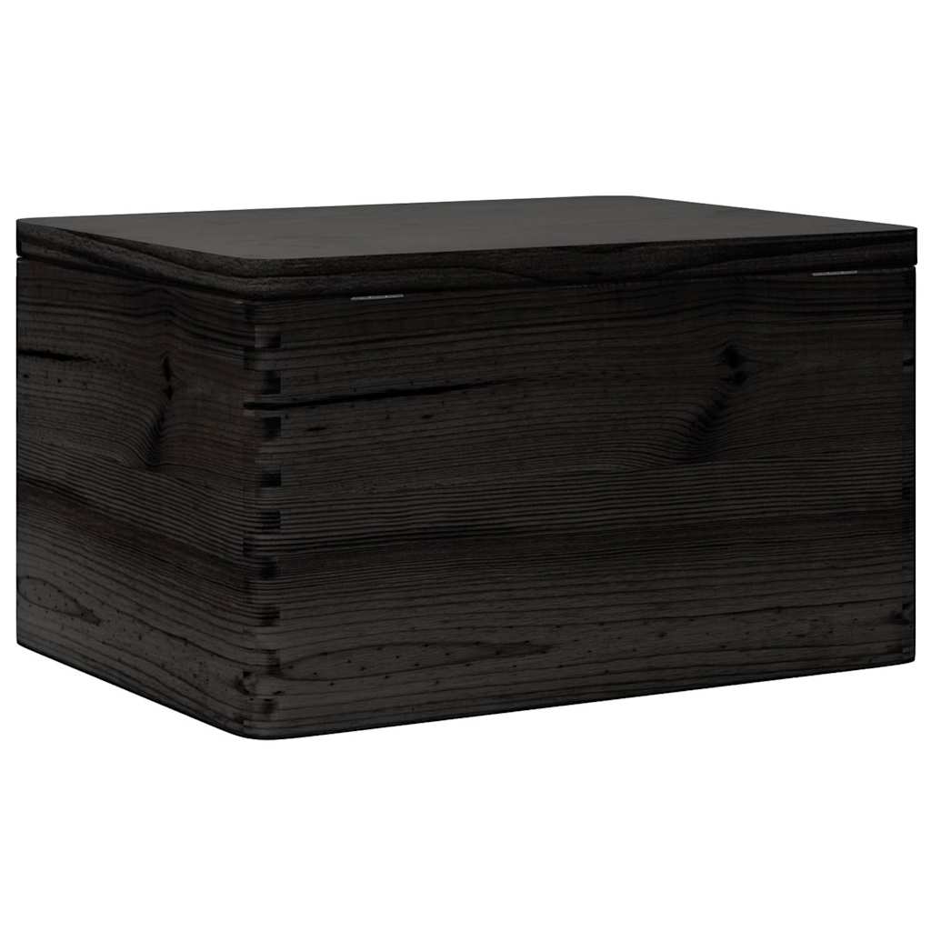 Ξύλινο κουτί με καπάκι Μαύρο 40x30x23 cm από μασίφ ξύλο πεύκο