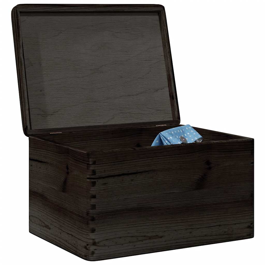 Ξύλινο κουτί με καπάκι Μαύρο 40x30x23 cm από μασίφ ξύλο πεύκο