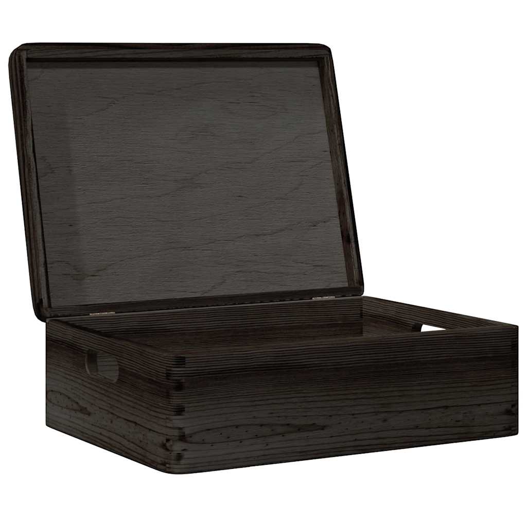 Ξύλινο κουτί με καπάκι και λαβές Μαύρο 40x30x13cm - Pakobazaar