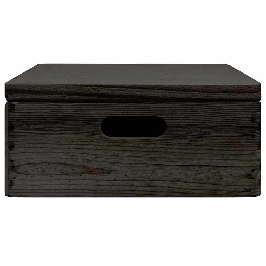 Ξύλινο κουτί με καπάκι και λαβές Μαύρο 40x30x13cm - Pakobazaar