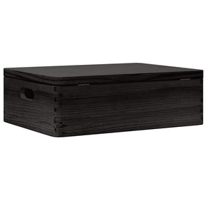 Ξύλινο κουτί με καπάκι και λαβές Μαύρο 40x30x13cm - Pakobazaar