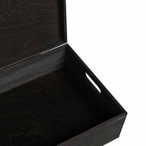 Ξύλινο κουτί με καπάκι και λαβές Μαύρο 40x30x13cm - Pakobazaar