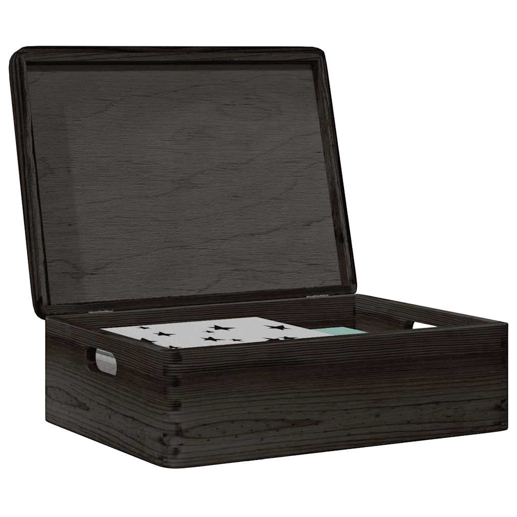 Ξύλινο κουτί με καπάκι και λαβές Μαύρο 40x30x13cm - Pakobazaar