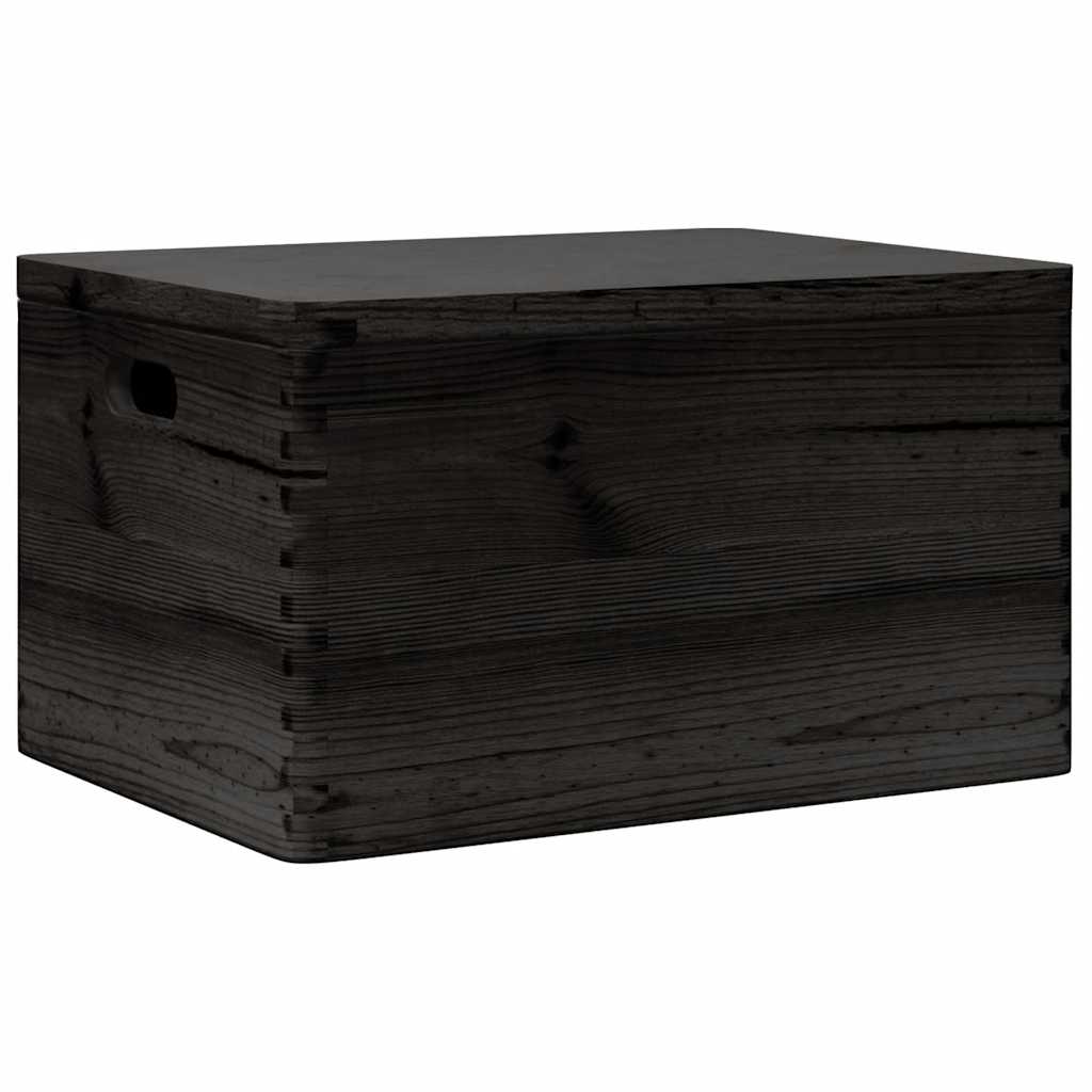 Ξύλινο κουτί με καπάκι και λαβές Μαύρο 40x30x23cm