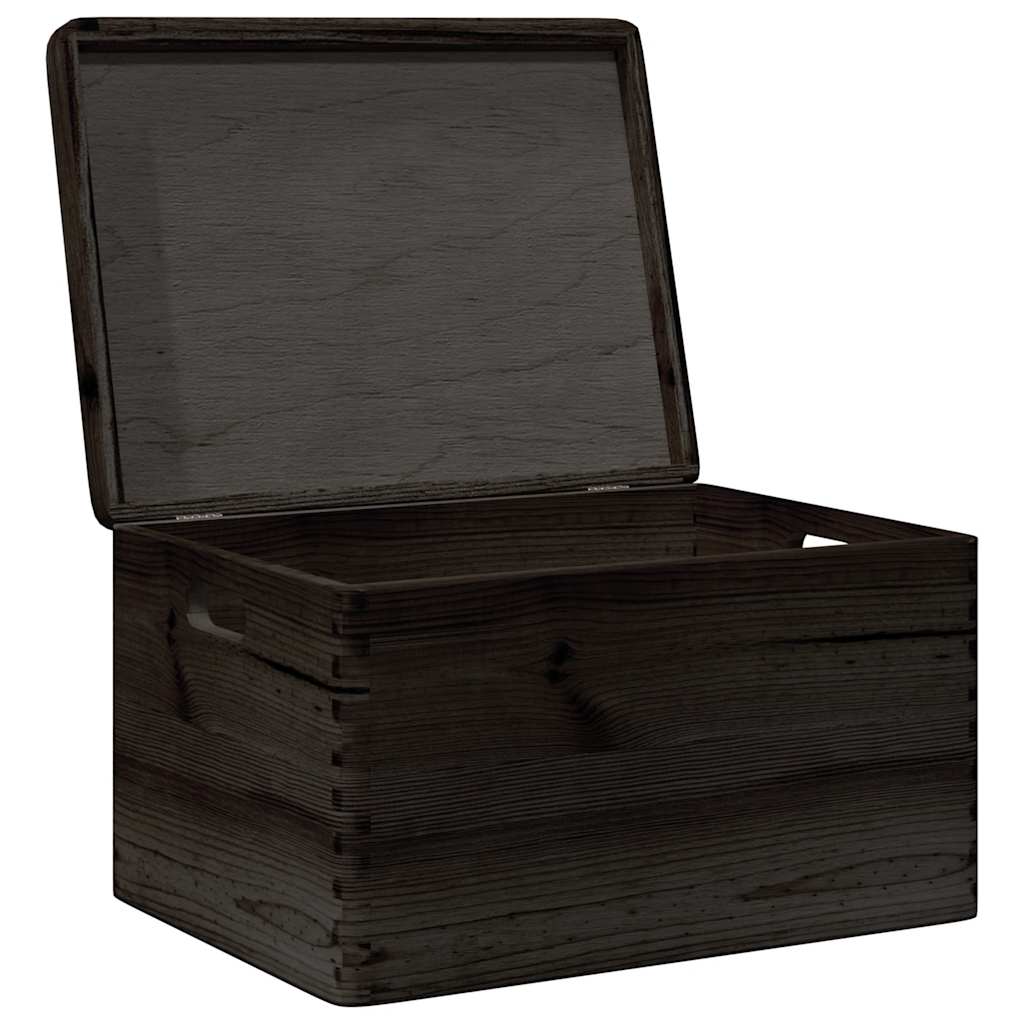 Ξύλινο κουτί με καπάκι και λαβές Μαύρο 40x30x23cm