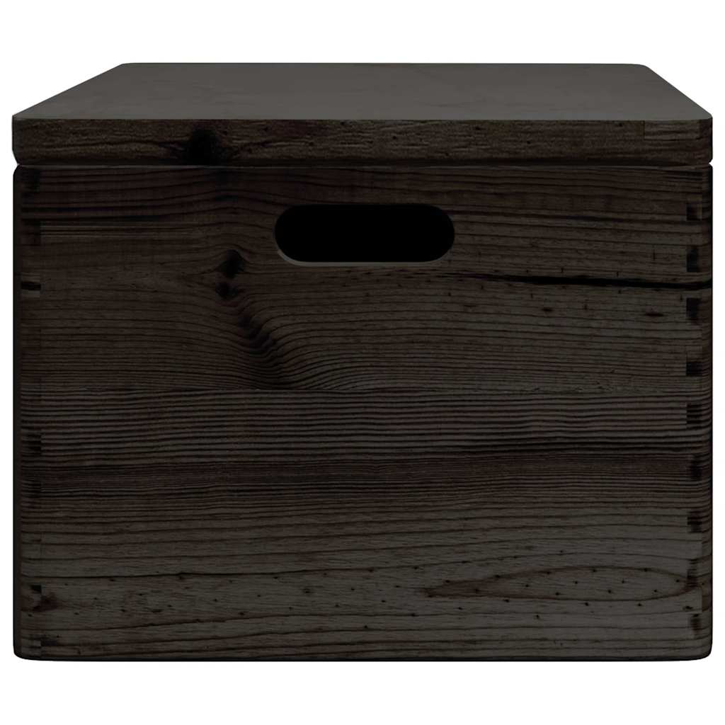 Ξύλινο κουτί με καπάκι και λαβές Μαύρο 40x30x23cm