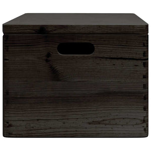 Ξύλινο κουτί με καπάκι και λαβές Μαύρο 40x30x23cm