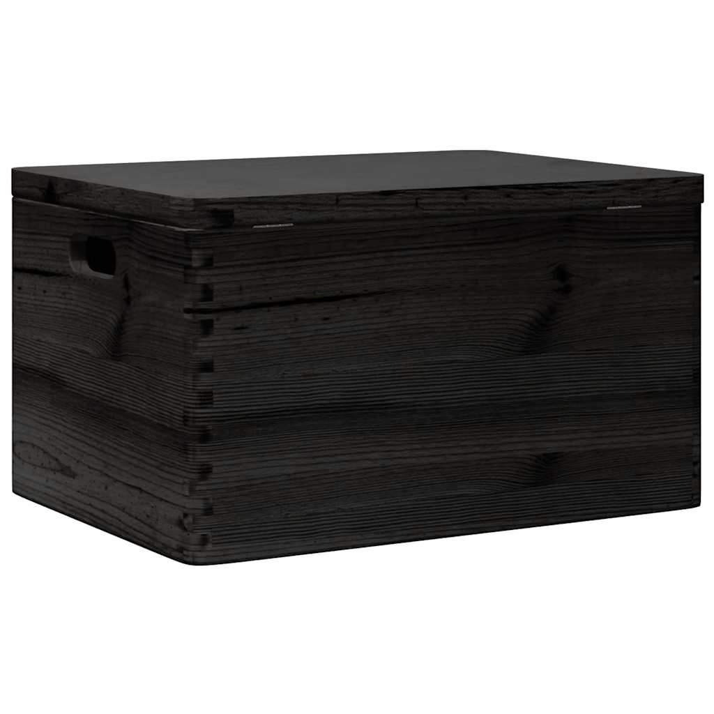 Ξύλινο κουτί με καπάκι και λαβές Μαύρο 40x30x23cm