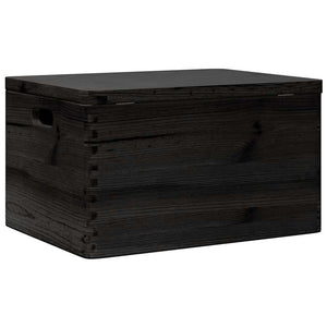 Ξύλινο κουτί με καπάκι και λαβές Μαύρο 40x30x23cm