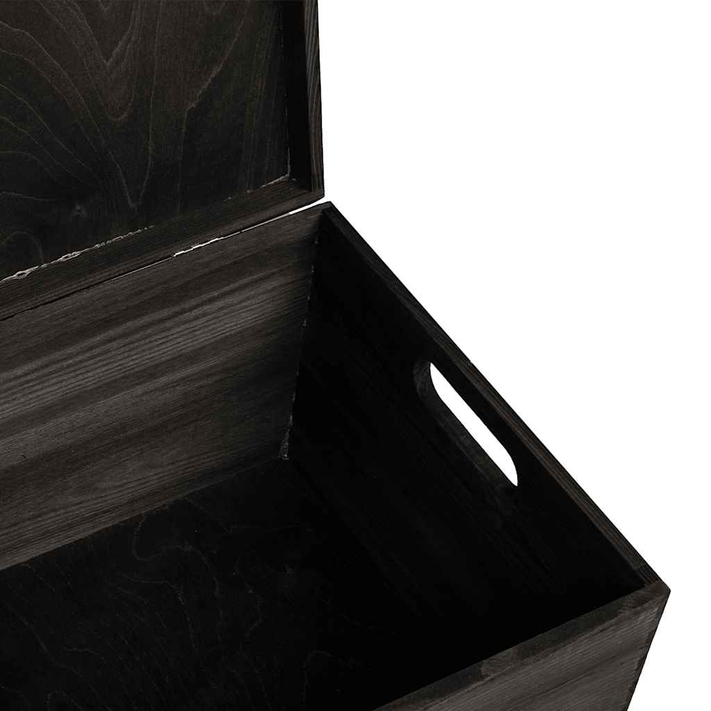 Ξύλινο κουτί με καπάκι και λαβές Μαύρο 40x30x23cm