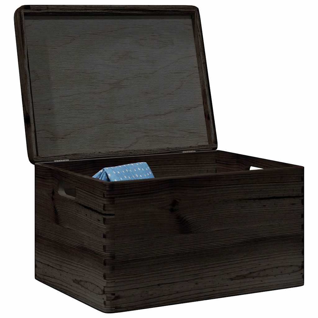 Ξύλινο κουτί με καπάκι και λαβές Μαύρο 40x30x23cm