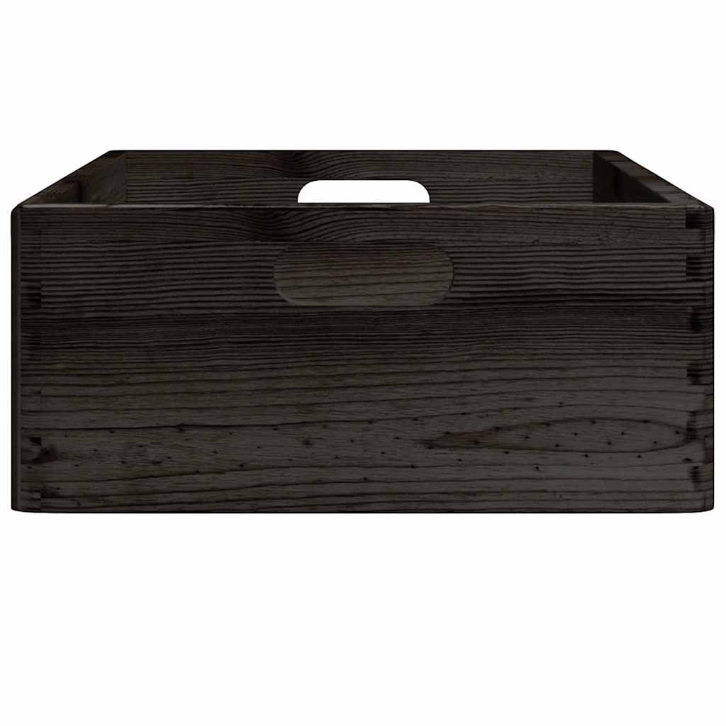 Ξύλινο κουτί με λαβές Μαύρο 40x30x13 cm από μασίφ ξύλο πεύκο
