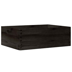 Ξύλινο κουτί με λαβές Μαύρο 40x30x13 cm από μασίφ ξύλο πεύκο