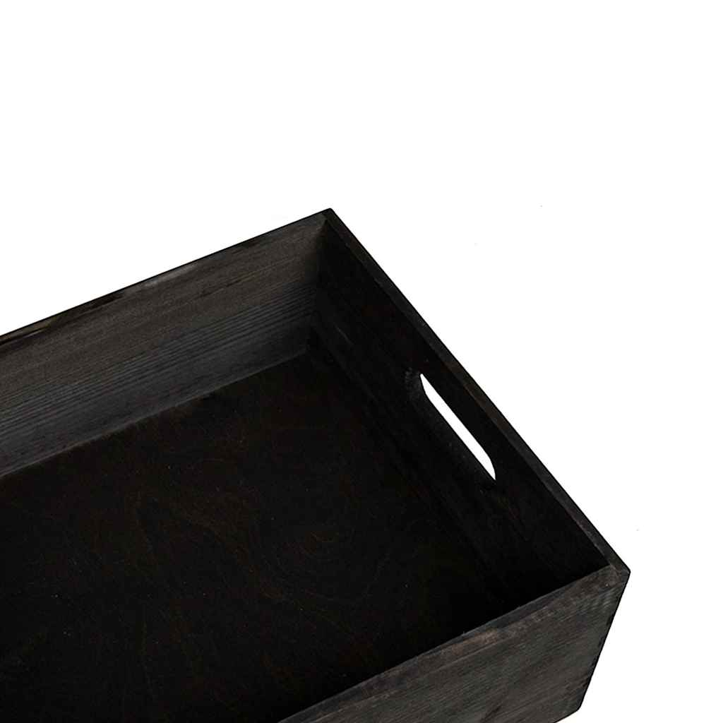 Ξύλινο κουτί με λαβές Μαύρο 40x30x13 cm από μασίφ ξύλο πεύκο