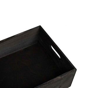 Ξύλινο κουτί με λαβές Μαύρο 40x30x13 cm από μασίφ ξύλο πεύκο