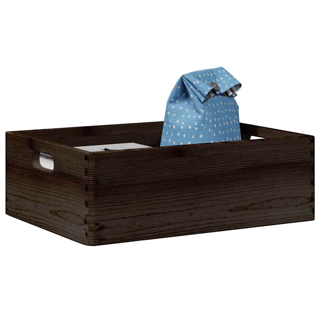Ξύλινο κουτί με λαβές Μαύρο 40x30x13 cm από μασίφ ξύλο πεύκο