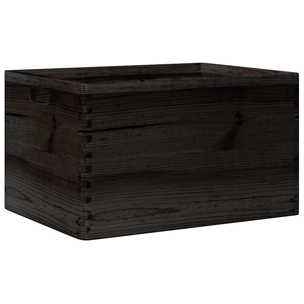 Ξύλινο κουτί με χειρολαβές Μαύρο 40x30x23 cm μασίφ ξύλο πεύκο - Pakobazaar