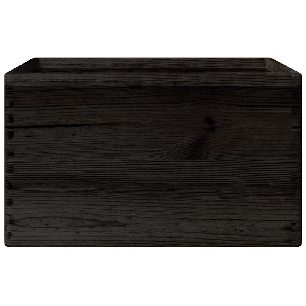 Ξύλινο κουτί με χειρολαβές Μαύρο 40x30x23 cm μασίφ ξύλο πεύκο - Pakobazaar