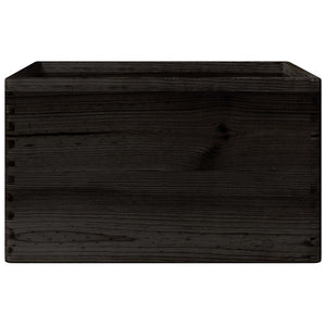 Ξύλινο κουτί με χειρολαβές Μαύρο 40x30x23 cm μασίφ ξύλο πεύκο - Pakobazaar