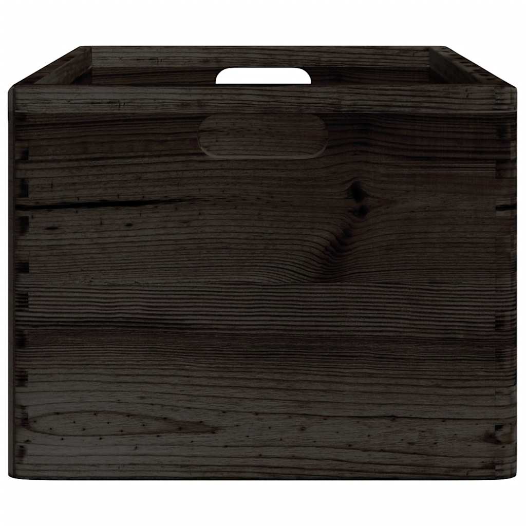 Ξύλινο κουτί με χειρολαβές Μαύρο 40x30x23 cm μασίφ ξύλο πεύκο - Pakobazaar