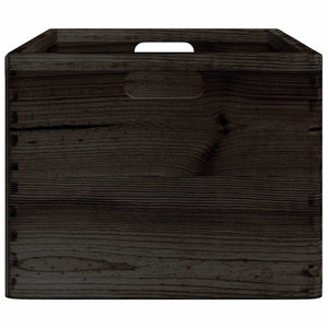 Ξύλινο κουτί με χειρολαβές Μαύρο 40x30x23 cm μασίφ ξύλο πεύκο - Pakobazaar