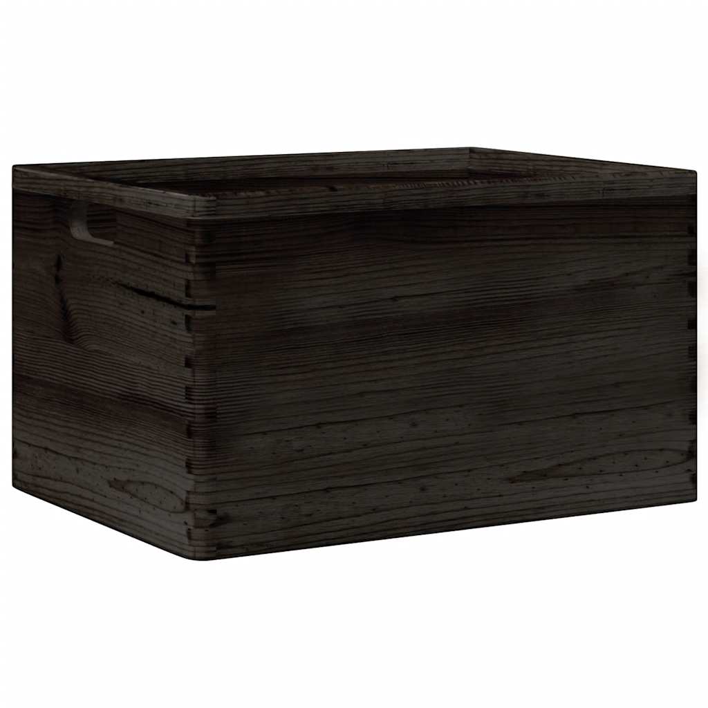 Ξύλινο κουτί με χειρολαβές Μαύρο 40x30x23 cm μασίφ ξύλο πεύκο - Pakobazaar