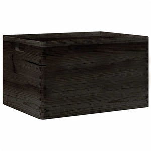 Ξύλινο κουτί με χειρολαβές Μαύρο 40x30x23 cm μασίφ ξύλο πεύκο - Pakobazaar