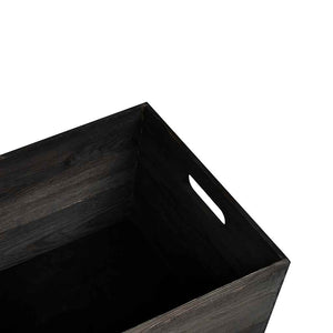 Ξύλινο κουτί με χειρολαβές Μαύρο 40x30x23 cm μασίφ ξύλο πεύκο - Pakobazaar
