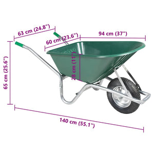 Καροτσάκι πράσινο 90 L 150 kg από γαλβανισμένο χάλυβα πλαστικό