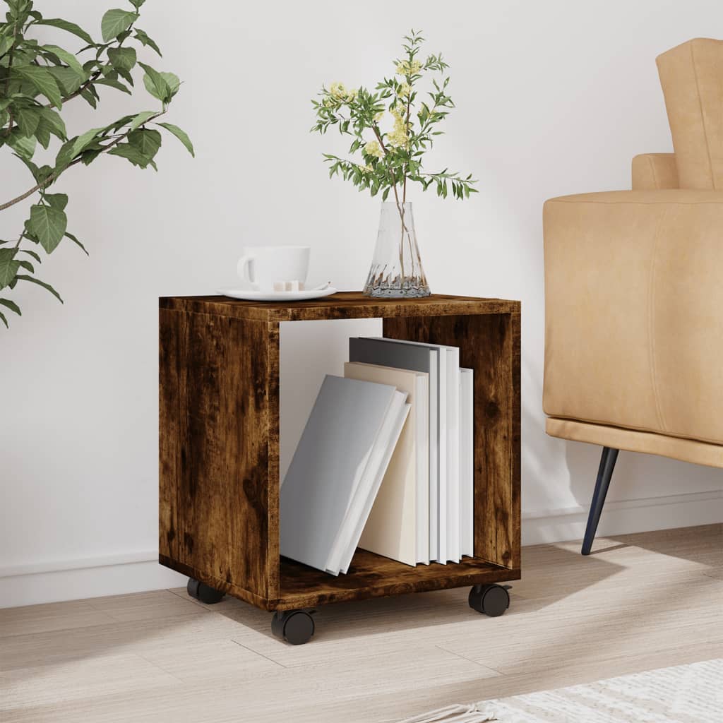 Ντουλάπι Με Ροδάκια Καπνιστή Δρυς 37x33x42,5 εκ. Επεξ. Ξύλο - Pakobazaar