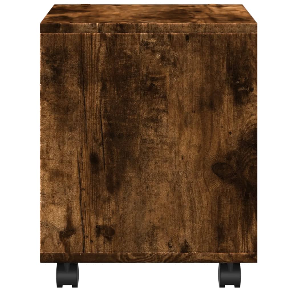 Ντουλάπι Με Ροδάκια Καπνιστή Δρυς 37x33x42,5 εκ. Επεξ. Ξύλο - Pakobazaar