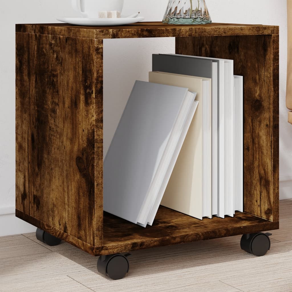 Ντουλάπι Με Ροδάκια Καπνιστή Δρυς 37x33x42,5 εκ. Επεξ. Ξύλο - Pakobazaar