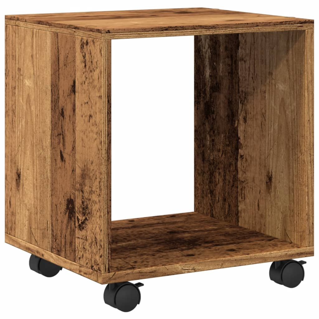 Ντουλάπι Τροχήλατο Όψη Παλαιού Ξύλου 37x33x42,5 εκ. Επεξ. Ξύλο - Pakobazaar