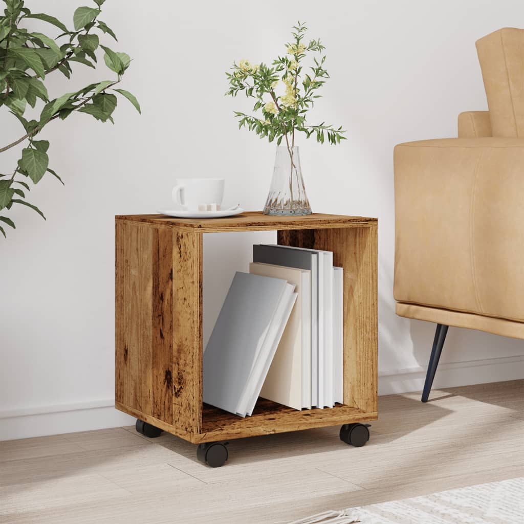 Ντουλάπι Τροχήλατο Όψη Παλαιού Ξύλου 37x33x42,5 εκ. Επεξ. Ξύλο - Pakobazaar