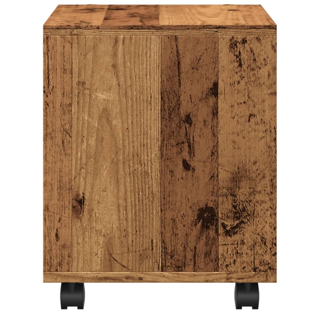 Ντουλάπι Τροχήλατο Όψη Παλαιού Ξύλου 37x33x42,5 εκ. Επεξ. Ξύλο - Pakobazaar