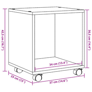 Ντουλάπι Τροχήλατο Όψη Παλαιού Ξύλου 37x33x42,5 εκ. Επεξ. Ξύλο - Pakobazaar