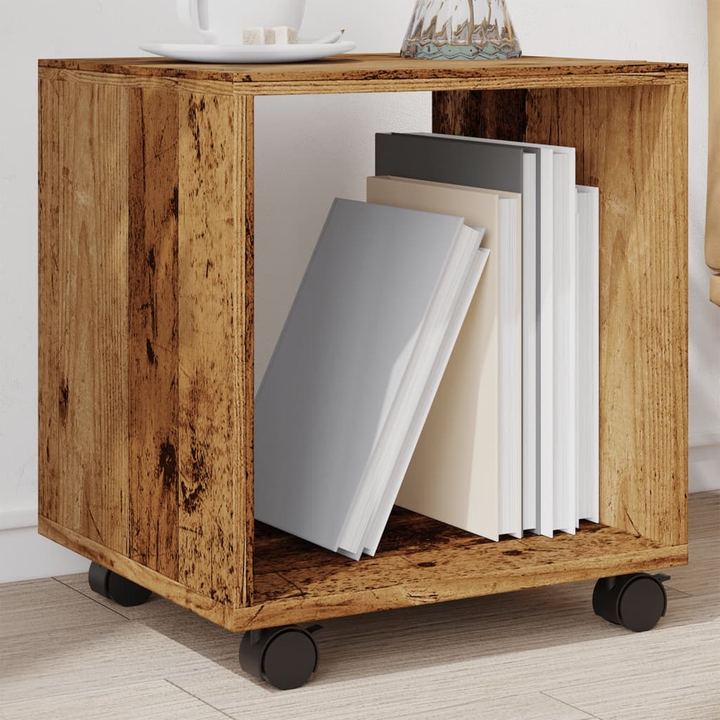 Ντουλάπι Τροχήλατο Όψη Παλαιού Ξύλου 37x33x42,5 εκ. Επεξ. Ξύλο - Pakobazaar