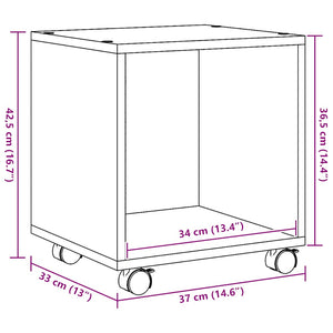 Ντουλάπι Τροχήλατο Αρτισιανή Δρυς 37x33x42,5 εκ. Επεξ. Ξύλο