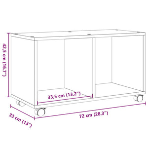 Ντουλάπι Με Ροδάκια Καπνιστή Δρυς 72x33x42,5 εκ. Επεξ. Ξύλο