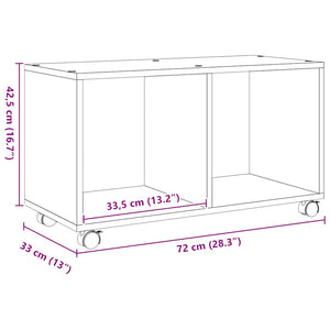 Ντουλάπι Τροχήλατο Αρτισιανή Δρυς 72x33x42,5 εκ. Επεξ. Ξύλο