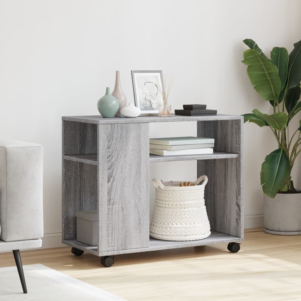 Βοηθητικό Τραπέζι με Ρόδες Γκρι Sonoma 70x35x60 εκ Επεξ. Ξύλο